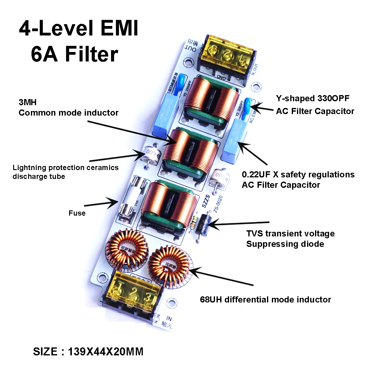Filtre EMI à 4 étages 6A/10A | - Ac Surge Protector avis et prix